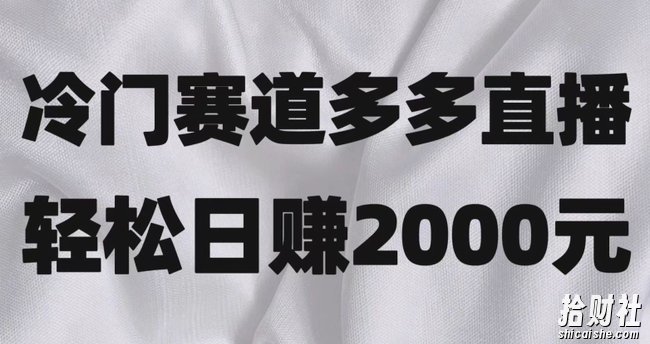 冷门赛道拼多多直播，简单念稿子，日收益2000＋【揭秘】