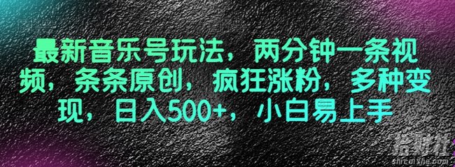 最新音乐号玩法，两分钟一条视频，条条原创，疯狂涨粉，多种变现，日入500+，小白易上手【揭秘】