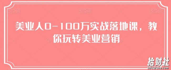 美业人0-100万实战落地课,教你玩转美业营销