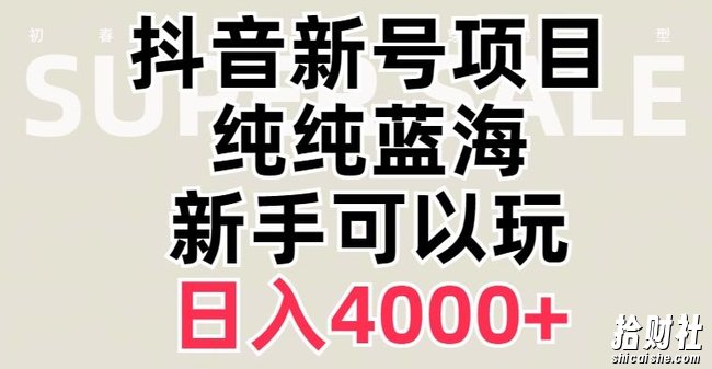 抖音蓝海赛道,必须是新账号,日入4000+【揭秘】