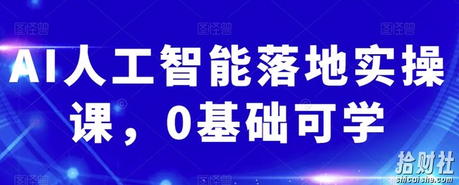 AI人工智能落地实操课,0基础可学