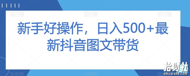 新手好操作，日入500+最新抖音图文带货【揭秘】