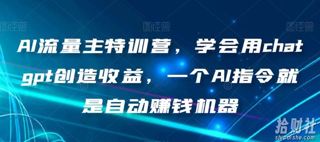 AI流量主特训营,学会用chatgpt创造收益,一个AI指令就是自动賺米机器