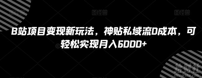 B站项目变现新玩法,神贴私域流0成本,可轻松实现月入6000+【揭秘】