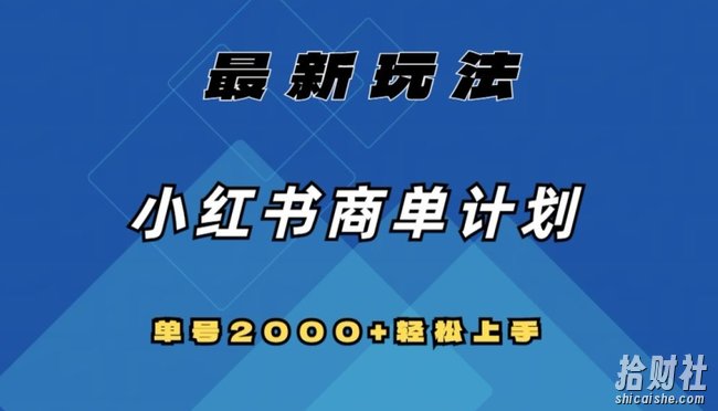 全网首发,小红书商单计划最新玩法,单号2000+可扩大可复制【揭秘】