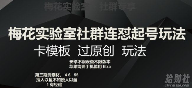 梅花实验室社群连怼起号玩法，卡模板过原创玩法【揭秘】
