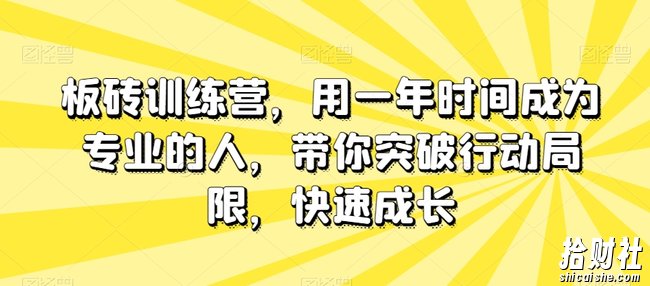 板砖训练营,用一年时间成为专业的人,带你突破行动局限,快速成长