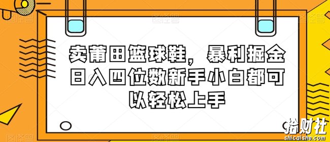 卖莆田篮球鞋,暴利掘金日入四位数新手小白都可以轻松上手【揭秘】