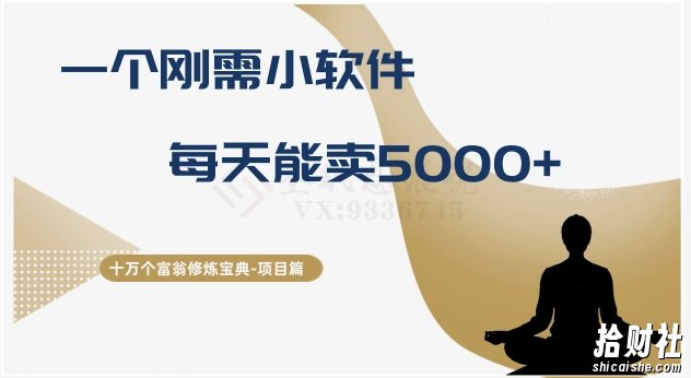 十万个富翁修炼宝典之17.一个刚需小软件,每天能卖5000+