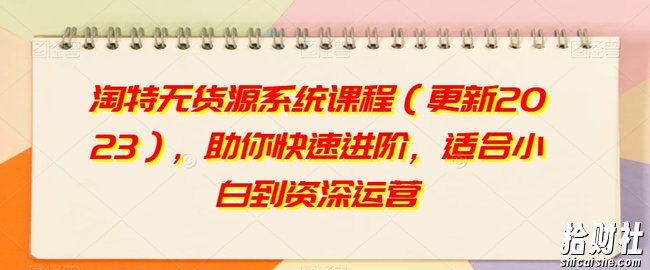 淘特无货源系统课程(更新2023),助你快速进阶,适合小白到资深运营