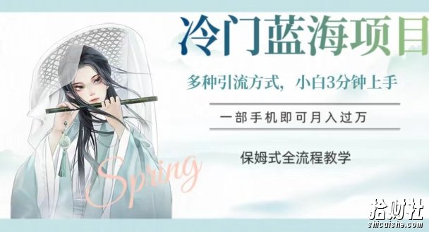 冷门蓝海项目，操作简单，小白3分钟上手，多种引流方式，保姆式全流程教学【揭秘】