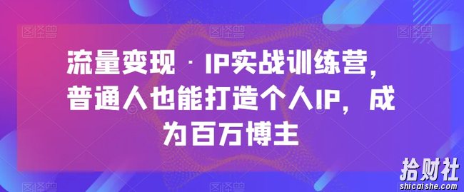 流量变现·IP实战训练营,普通人也能打造个人IP,成为百万博主