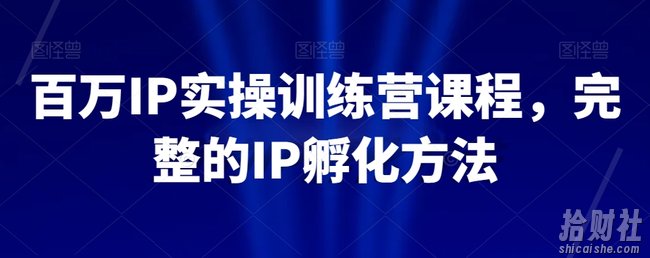 百万IP实操训练营课程，完整的IP孵化方法