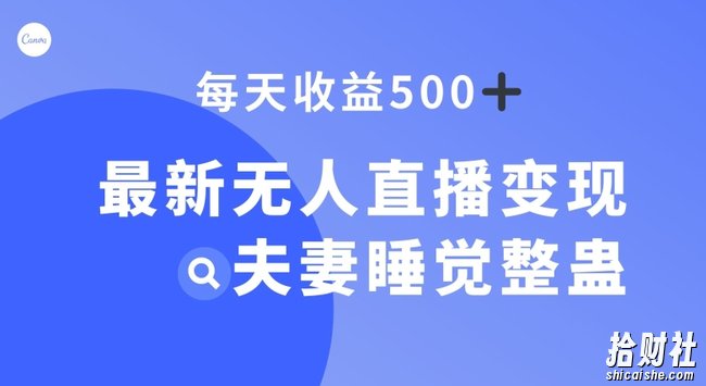 最新无人直播变现，夫妻睡觉整蛊，每天躺赚500+【揭秘】