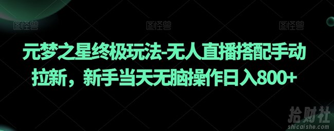 元梦之星终极玩法-无人直播搭配手动拉新,新手当天无脑操作日入800+【揭秘】