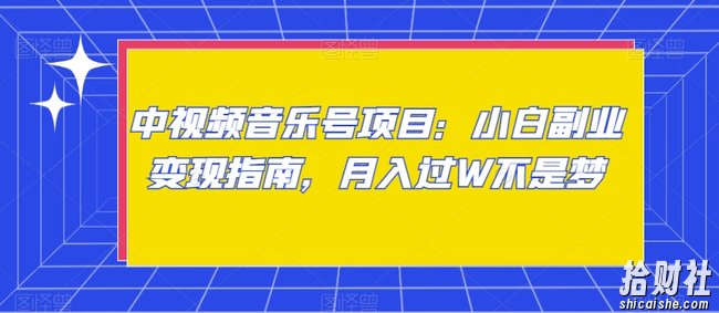 中视频音乐号项目:小白副业变现指南,月入过W不是梦【揭秘】