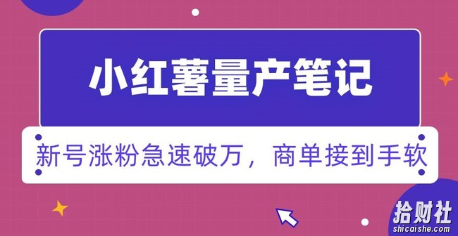 小红书量产笔记,一分种一条笔记,新号涨粉急速破万,新黑马赛道,商单接到手软【揭秘】
