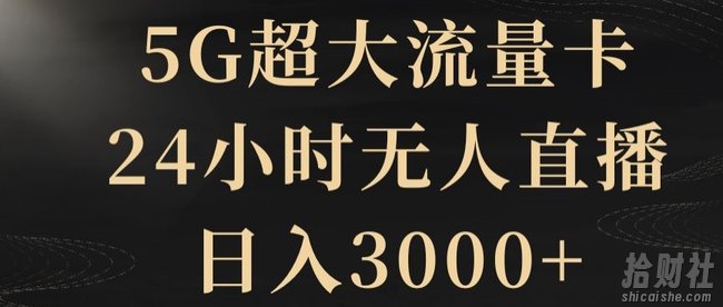 5G超大流量卡，24小时无人直播，日入3000+【揭秘】