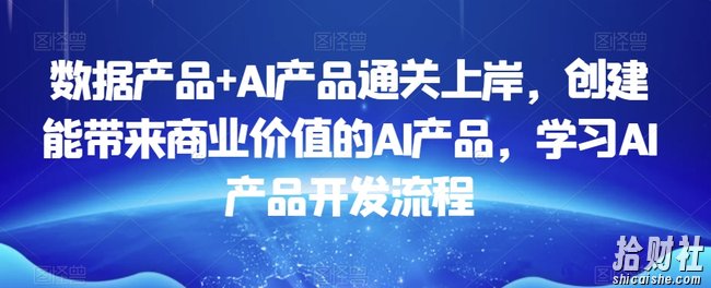 数据产品+AI产品通关上岸,创建能带来商业价值的AI产品,学习AI产品开发流程