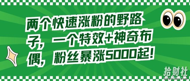 两个快速涨粉的野路子,一个特效+神奇布偶,粉丝暴涨5000起【揭秘】