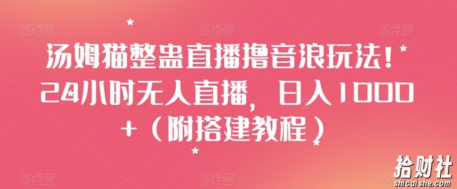 汤姆猫整蛊直播撸音浪玩法!24小时无人直播,日入1000+(附搭建教程)【揭秘】