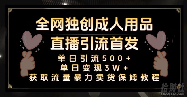 全网独创真人主播+无人直播单日引流500+,橙人用品暴力卖货单日变现3W+保姆似教学2.0【揭秘】