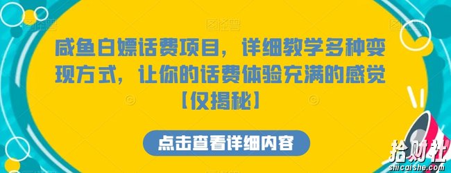 咸鱼白嫖话费项目,详细教学多种变现方式,让你的话费体验充满的感觉【仅揭秘】