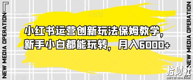 小红书运营创新玩法保姆教学，新手小白都能玩转，月入6000+【揭秘】