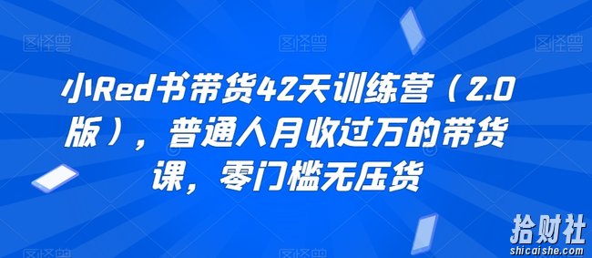 小Red书带货42天训练营(2.0版),普通人月收过万的带货课,零门槛无压货