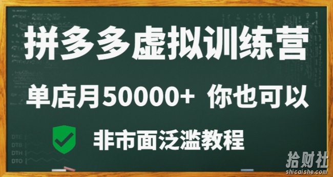 拼多多虚拟电商训练营月入30000+你也行，暴利稳定长久，副业首选