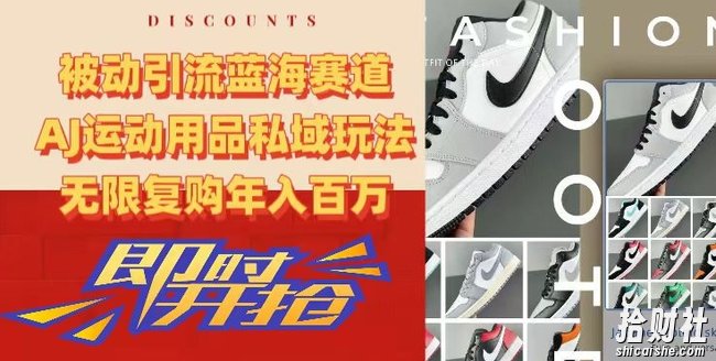被动引流蓝海赛道，AJ运动用品私域玩法，无限复购年入百万【揭秘】
