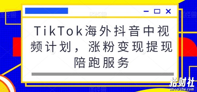 TikTok海外抖音中视频计划,涨粉变现提现陪跑服务