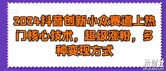 2024抖音创新小众赛道上热门核心技术,超级涨粉,多种变现方式【揭秘】