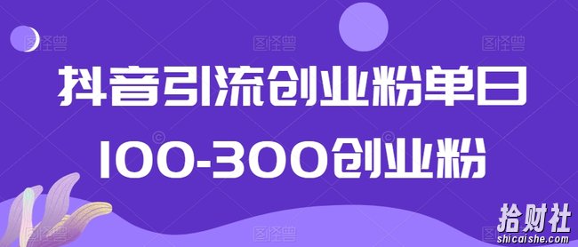 抖音引流创业粉单日100-300创业粉【揭秘】