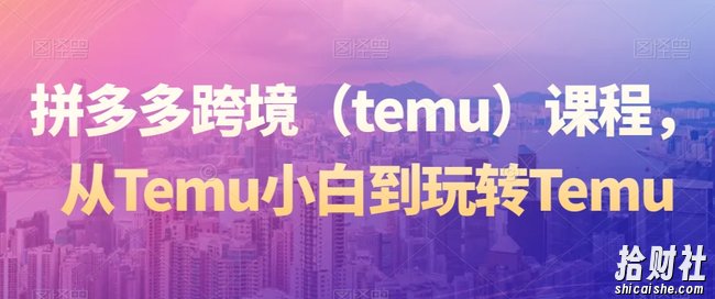 拼多多跨境(temu)课程,从Temu小白到玩转Temu