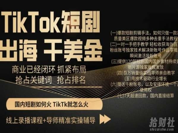 TikTok短剧出海干美金,商业已经闭环抓紧布局,抢占关键词抢占排名
