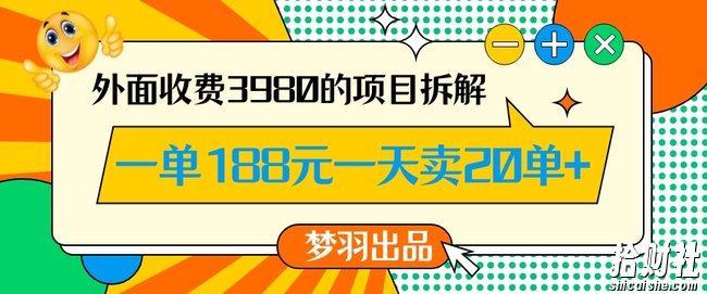 外面收费3980的年前必做项目一单188元一天能卖20单【拆解】
