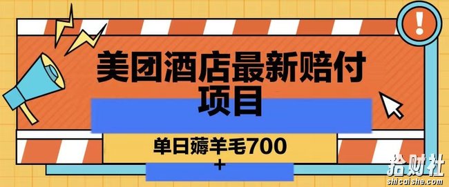 美团酒店最新赔付项目，单日薅羊毛700+【仅揭秘】