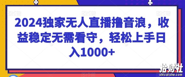 2024独家无人直播撸音浪，收益稳定无需看守，轻松上手日入1000+【揭秘】