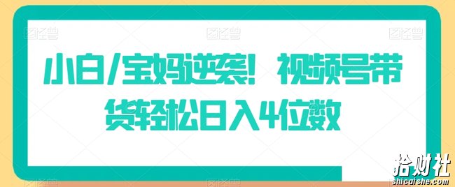小白/宝妈逆袭!视频号带货轻松日入4位数【揭秘】