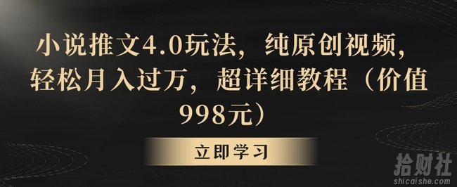 小说推文4.0玩法,纯原创视频,轻松月入过万,超详细教程(价值998元)【揭秘】