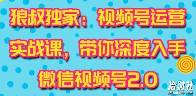 狼叔视频号运营实战课2.0,目前市面上最新最全玩法,快速吸粉吸金(10节视频)