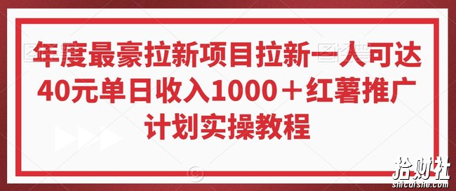 年度最豪拉新项目拉新一人可达40元单日收入1000+红薯推广计划实操教程【揭秘】