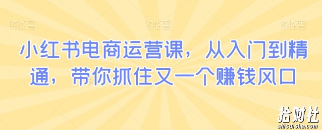 小红书电商运营课,从入门到精通,带你抓住又一个賺米风口