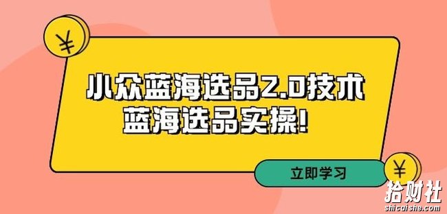拼多多培训第33期:小众蓝海选品2.0技术-蓝海选品实操!