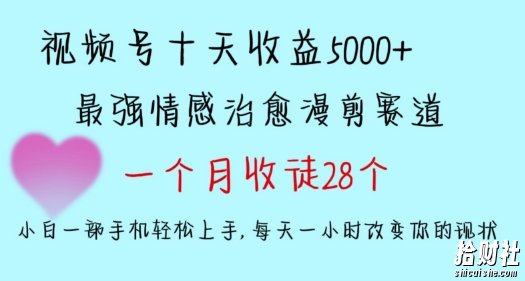 十天收益5000+,多平台捞金,视频号情感治愈漫剪,一个月收徒28个,小白一部手机轻松上手【揭秘】