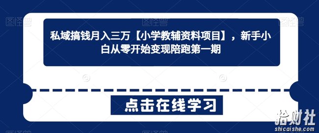 私域搞钱月入三万【小学教辅资料项目】,新手小白从零开始变现陪跑第一期