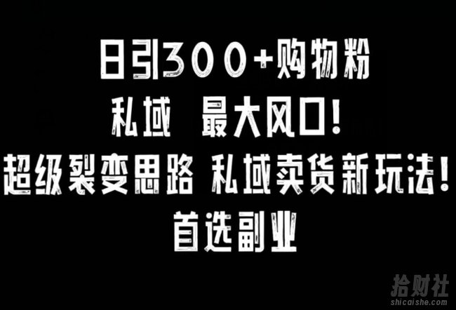 日引300+购物粉，超级裂变思路，私域卖货新玩法，小红书首选副业【揭秘】
