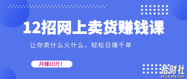 12招网上卖货賺米课,让你卖什么火什么,轻松日爆千单、月赚10万!