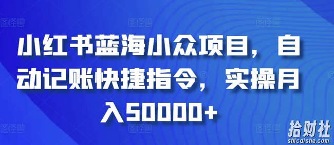 小红书蓝海小众项目,自动记账快捷指令,实操月入50000+【揭秘】